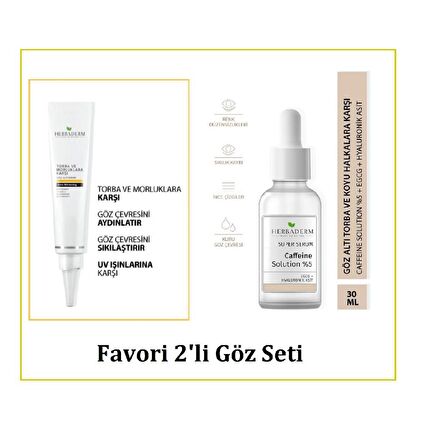 Herbaderm Torba Ve Morluklara Karşı Göz Altı Kremi 15 ml + Göz Çevresi Bakım Serumu 30 ml 2Li SET