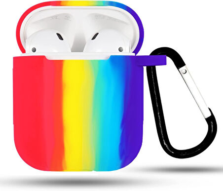 Trend Apple AirPods 2/1 Nesil Uyumlu Kılıf Gök Kuşağı Renkli Silicone kılıf (Silikon)