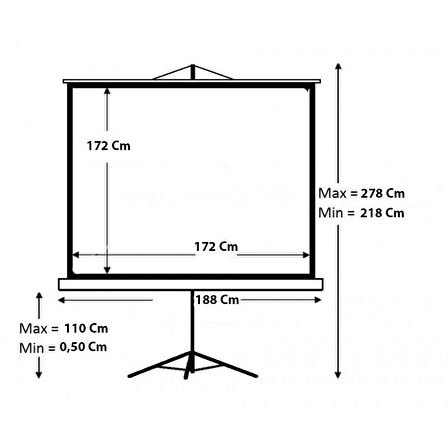 Codegen TX-18 180x180 cm Tripod Ayaklı Taşınabilir Manuel Projeksiyon Perdesi (Arkası Siyah Fonlu)