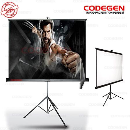 Codegen TX-20 200x200 cm Tripod Ayaklı Taşınabilir Manuel Projeksiyon Perdesi (Arkası Siyah Fonlu)