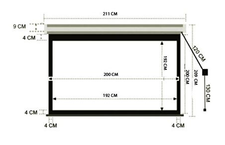 Codegen EX-20 200x200 cm Motorlu Elektrikli Uzaktan Kumandalı Projeksiyon Perdesi (Arkası Siyah Fonlu)