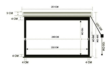 Codegen EX-24 240x200 cm Motorlu Elektrikli Uzaktan Kumandalı Projeksiyon Perdesi (Arkası Siyah Fonlu)