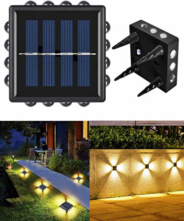 12 Led Solar Güneş Enerjili Bahçe Aydınlatma Gün Işığı Aplik Led Işık Işıldak Lamba Fener Süs Balkon Dekorasyonu Kamp Peyzaj Teras Avlu Havuz Veranda Su Geçirmez Duvar Ve Zemine Uygun Otomatik ON/OFF