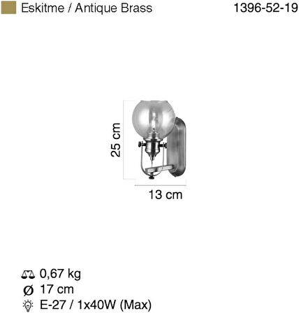 Lucea 1396-52-19 Ponte Aplik Eskitme 1 X E27