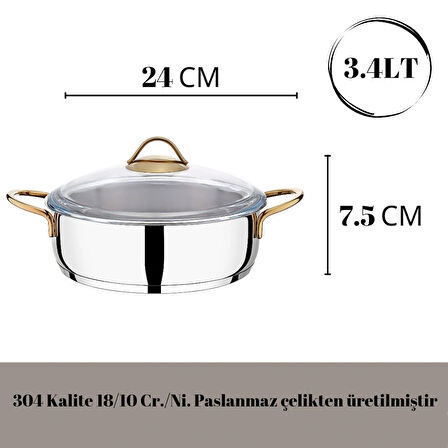 24 Cm Çelik  Karnıyarık Basık Tencere