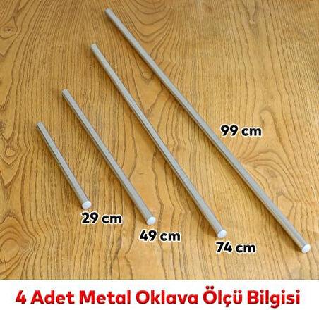 Alüminyum Metal Oklava 4'lü Set Börek Hamur Yufka Açma Silindir Yuvarlak Uzun Kısa Mutfak Araç