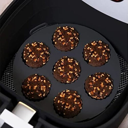 Airfryer Silikon Kek Pişirme Kalıbı 7 Bölmeli, Silikon Cupcake Kek Pişirme Kabı Air Fryer Muffin Fırın Kalıbı (1 ADET SİYAH - 20 CM)