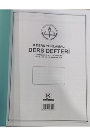 Sınıf Defterı 8 Derslık Yoklamalı Ders Derfterı