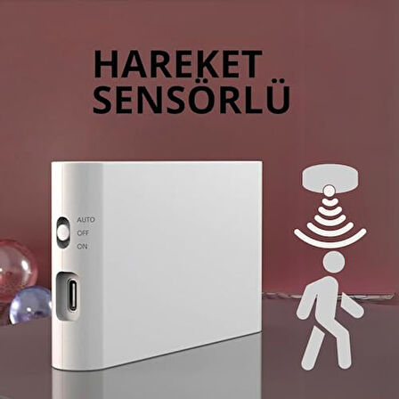 Yönlü Şarj Edilebilir Mıknatıslı Sensörlü Led Aplik 2700K Günışığı, On-Off ve Sensör Modu (3 Adet)