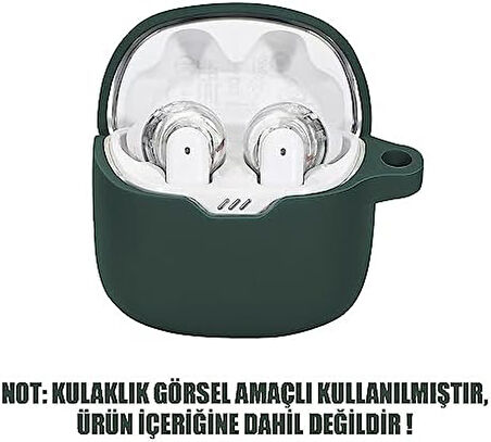 JBL Tune Flex için Kılıf Mat Silikon Koyu Yeşil [Tune Flex ile Uyumlu Kılıf - Koyu Yeşil]