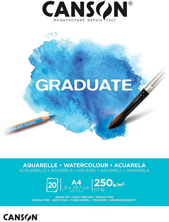 Graduate sulu boya kağıdı bloğu, DIN A4, 20 yaprak, 250 g/m²