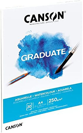 Graduate sulu boya kağıdı bloğu, DIN A4, 20 yaprak, 250 g/m²