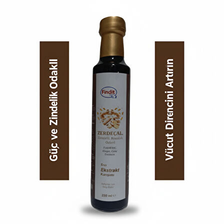 Findit Zerdecal Zencefil Kozalak Özleri, Sıvı Ekstrakt Karışımı, Doğal Bitkisel Destek 250ml