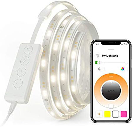 Essentials Lightstrip Starter Kit, 2 m Smart RGBW LED Şerit - Thread & Bluetooth 16 milyon renkli LED şerit, müzik ve ekran senkronizasyonu, Google Home Apple ile çalışır, dekorasyon ve oyun