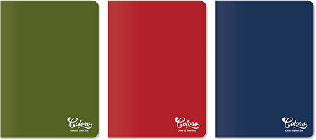 Colors Ofis Serisi, A5 60 Yaprak Çizgili Karton Kapaklı Defter 3'lü Paket, Kırmızı, Mavi, Yeşil