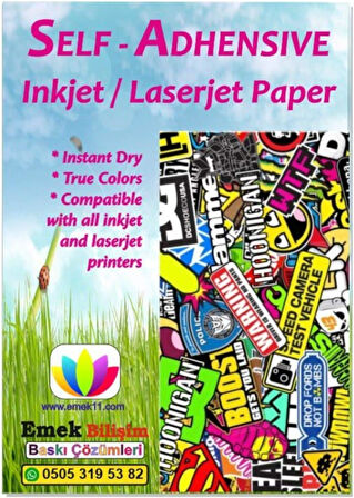 Adet A4 Yapışkanlı (Sticker) Kağıt Etiket Inkjet ve Laser Mat Yüzey