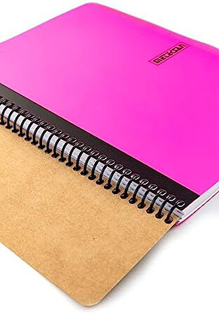 Defter, Pembe Kapaklı Spiralli Yaprak PP Çizgili) 180 Kareli, 3 Konulu (3 A4, 6 Neon Serisi, Capricorn Yeni