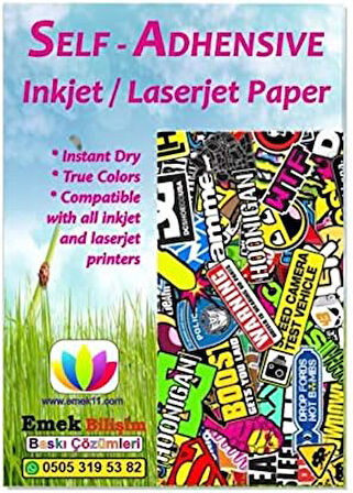 Mat Yüzey ve Laser Etiket Inkjet (Sticker) Kağıt A4 Yapışkanlı Adet Yeni