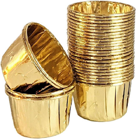 Hediye Sepeti 25'li Gold Muffin Kek Kalıbı, Kek Kapsülü Cupcake Kalıbı, Airfryer Uyumlu