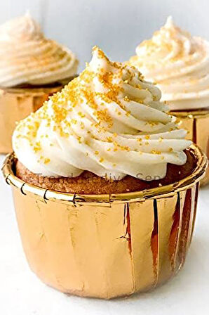 Hediye Sepeti 25'li Gold Muffin Kek Kalıbı, Kek Kapsülü Cupcake Kalıbı, Airfryer Uyumlu