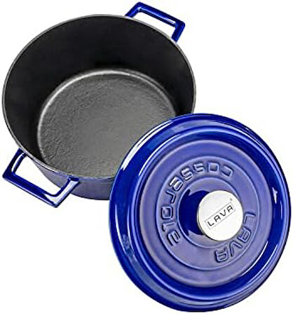 Metal Premium Serisi - Döküm Yuvarlak Tencere, 24 cm, Majolik Mavi