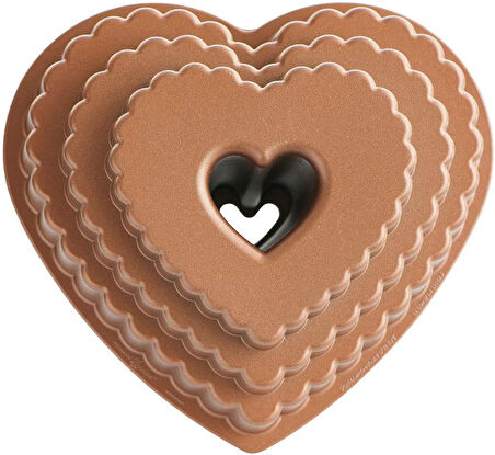 Ware Cast Bundt Bakeware Katmanlı Kalp, 12 Bardak, Şekerleme