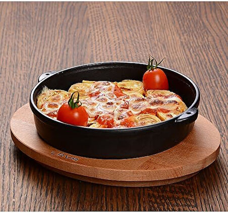 Pişirme Kabı, LV ECO GV 17 K4, Yuvarlak Güveç, Ahşap Altlık, Çap 17 cm, Dökme Demir, Siyah