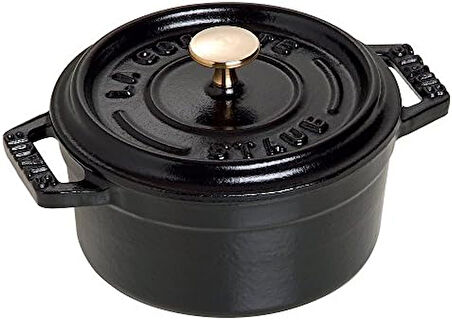 40500-101-0 Mini Güveç, yuvarlak kapaklı 10 cm, 0,25 L, indüksiyona uygun, mat siyah emaye kap içi, siyah