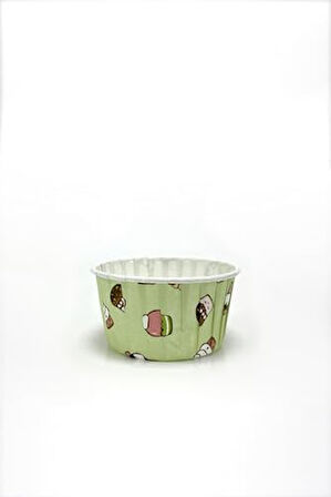 Hediye Sepeti 50'li Büyük Boy XL Mint Yeşili Dondurma Desenli Muffin Kek Kalıbı Cupcake Kapsülü Jumbo Kek Kapsülü, Airfryer Uyumlu