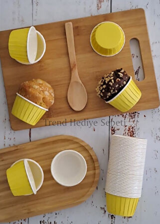 Hediye Sepeti 50'li Sarı Muffin Kek Kalıbı, Kek Kapsülü Cupcake Kalıbı, Airfryer Uyumlu