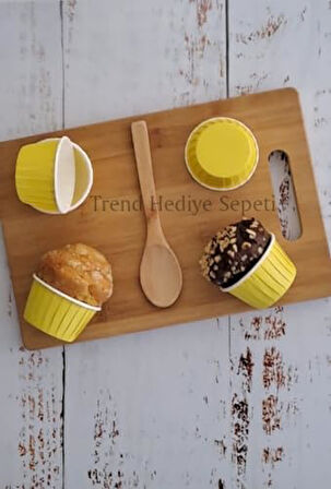 Hediye Sepeti 50'li Sarı Muffin Kek Kalıbı, Kek Kapsülü Cupcake Kalıbı, Airfryer Uyumlu
