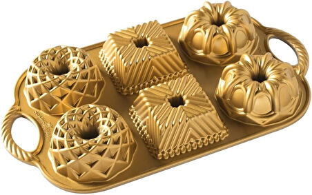 Ware Backform Geo Bundtlette Alüminyum Altın, 27,9 cm x 17,8 cm, NW 91277