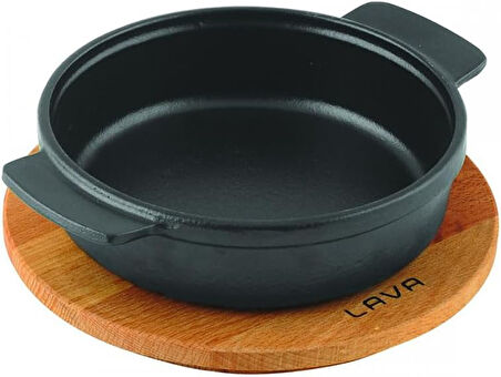 Pişirme Kabı, LV ECO GV 14 K4, Yuvarlak Güveç, Ahşap Altlık, Çap 14 cm, Dökme Demir, Siyah