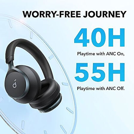 by Anker Space One Aktif Gürültü Önleyici Kulaklık 2 Kat Daha Güçlü İnsan Sesi Azaltma 40 Saat ANC Çalma Süresi Uygulama Kontrolü LDAC Rahat Uyum Net Aramalar Bluetooth 5.3 Siyah