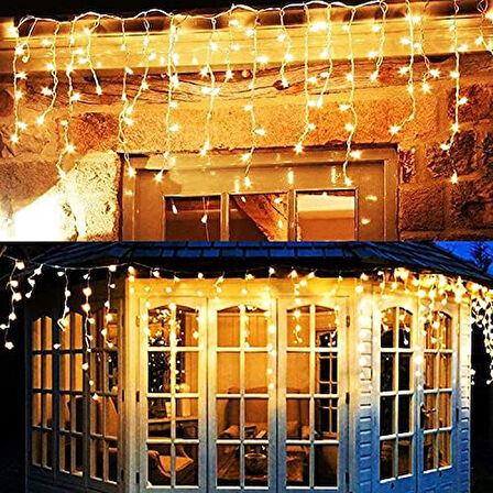 8 Fonksiyonlu Dekoratif Saçak Led Sarkıt Perde Led Eklenebilir Led Süsleme Led Peri Led Işık Ledli Işık Yılbaşı Led Yılbaşı Işık Yılbaşı Süsü (4 Metre)