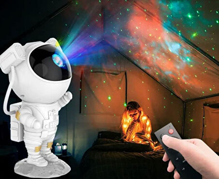 Astronot Gece Lambası Dekoratif Uzaktan Kumandalı Galaksiler ve Yıldızlar 8 Farklı Mod İle Göz Yormayan Uzay Efektleri Gökyüzü Projeksiyon Işığı Çocuk Ve Genç Odası İçin Hediyelik LP846
