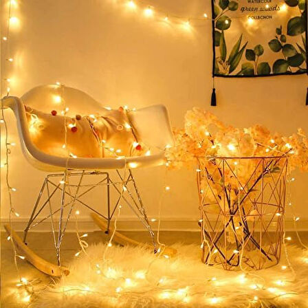10 Metre Fişli Sarı Led Işık Noel Yılbaşı Ağacı Işığı Led Ampül Çam Ağacı Balkon Merdiven Salon Yada Oda Süslemelerinde Kullanıma Uygun 220v Prizden Enerjisini Alır (10-Metre)