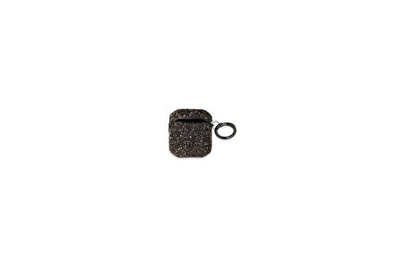 Airpods 1/2 Nesil ile Uyumlu Lüks Taşlı Kılıf - Parıltılı ve Şık Tasarım, Anahtarlık Halkalı (Black)