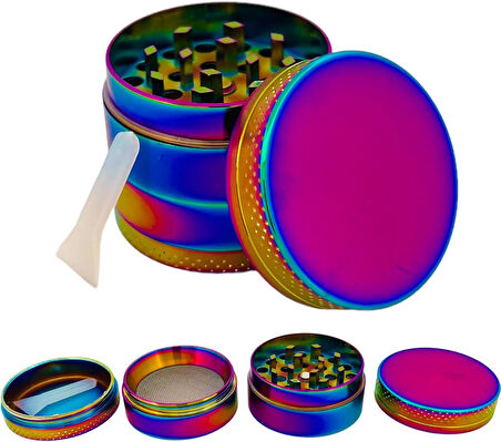 GRINDER Parçalayıcı Metal baharat öğütücü herb spice 4 katmanlı 40MM / 50MM / 63MM (RAINBOW, 40MM), ETG-40M-SYH