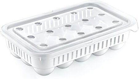 Home MTF.04275.00 15 Bölmeli Plastik Kapaklı Yumurta Saklama Kutusu Düzenleyici Yumurta Saklama Kabı, Standart, Medium