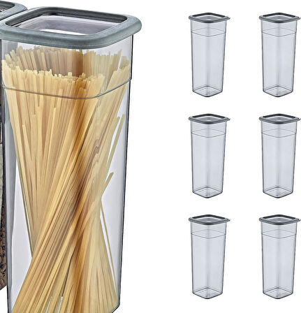 6'Lı Set Skali Kare Saklama Kabı Antrasit 2140 ML - ANTRASİT, Çok Amaçlı saklama kabı