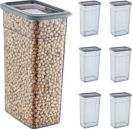 6'Lı Set Skali Dikdörtgen Saklma Kabı Antrasit 3500 ML