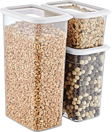 4'Lü Set Skali Dikdörtgen Saklama Kabı Beyaz (4'şer adet 1210 ml, 2350 ml, 3500 ml)