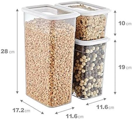4'Lü Set Skali Dikdörtgen Saklama Kabı Beyaz (4'şer adet 1210 ml, 2350 ml, 3500 ml)