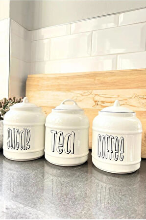 3' lü Tea Sugar Coffee Saklma Kabı Kavanozu Seti