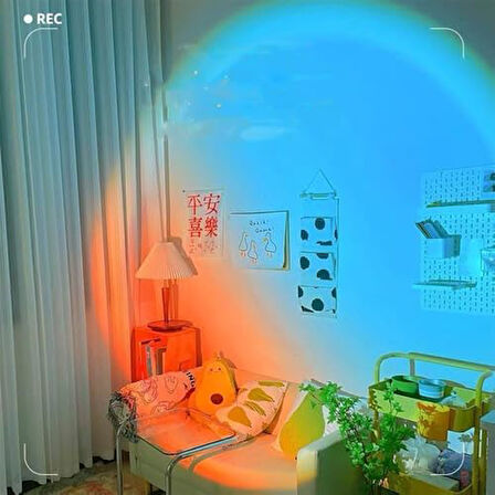 Gece Lambası Projektör Kumandalı Gün Batımı Sunset Lamp Yeni Çocuk Odası Lambası