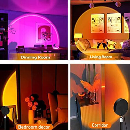 Gece Lambası Projektör Kumandalı Gün Batımı Sunset Lamp Yeni Çocuk Odası Lambası