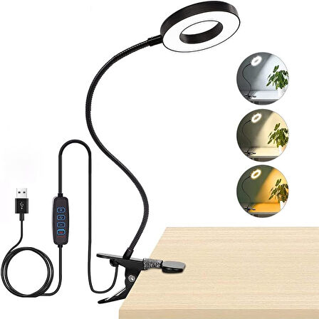 Masa Lambası USB Girişli Göz Koruyucu Klipsli Masaya Sabitlenen Masa Lambası Ayarlanabilir Işık Seviyesi Çok Fonksiyonlu LED Masa Lambası Sarı Beyaz Gün Işığı Masa Lambası 3 Modlu Masa Lambası Çalışma Lambası Çok Açılı Ayarlanabilir Lamba
