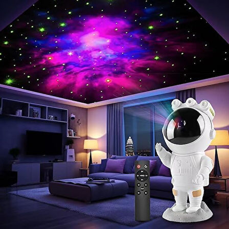 Astronot Gece Lambası Galaxy Projektör,LED Galaksi Işık Projektörü Çok Renkli Nebula Galaksi Yıldızlı Gece Işığı Uzaktan Kumandalı Projektör Lambası Yatak Odası Hediye için USB Planetaryum Projektörü