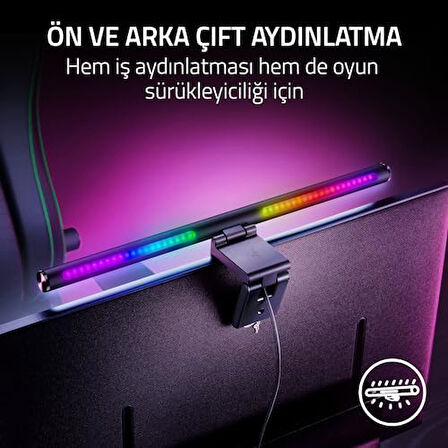 Aether Monitör Işık Çubuğu - Oyun RGB aydınlatmalı bilgisayar monitörü lambası (dokunmatik kontrol, ayarlanabilir renk sıcaklığı ve parlaklığa sahip USB ekran lambası) Siyah